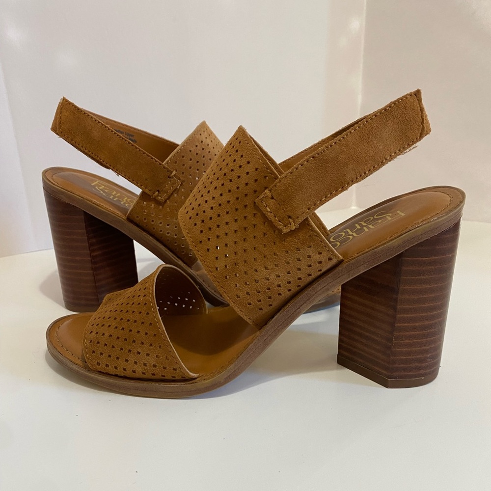 Franco Sarto Devine Block Heel Sandals - Size 6.5 Brown Suede